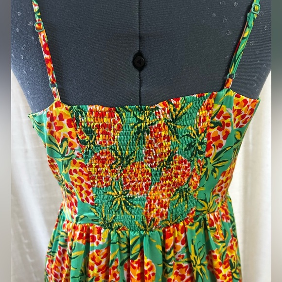 Skies Are Blue Green Pineapple Pattered Dress Size S - Picture 3 of 6